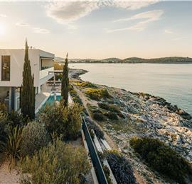 3 x 5 bedroom seafront villa with heated infinity pool near Rogoznica, sleeps 10